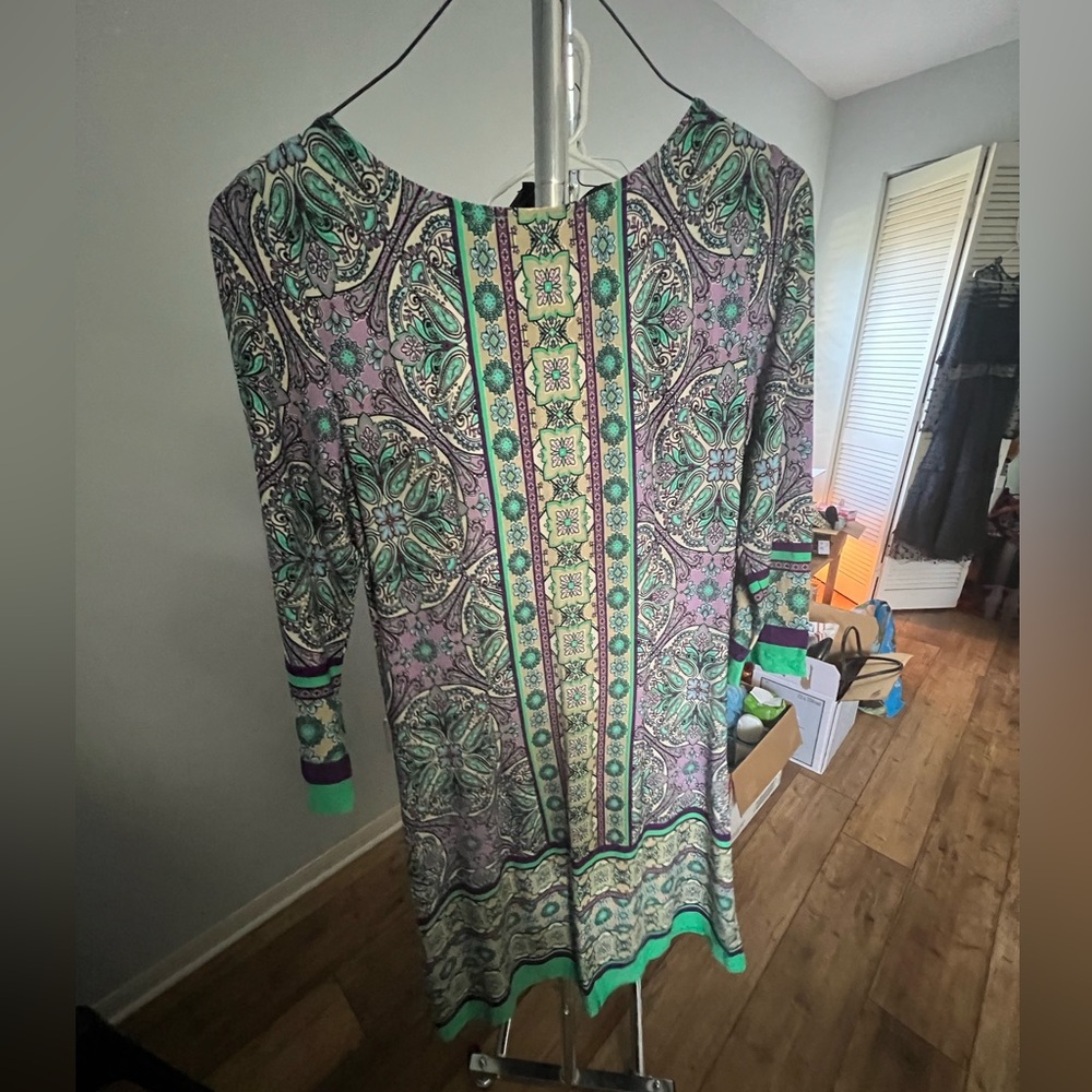 3/$20 London Times 3/4 sleeve Colorful Paisley Print Dress size 10 Petite